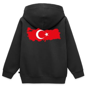 Turkey Outline - Kids Premium Organic Zip-up Hoodie - black - Back - AI Model Kid Male (0cm)