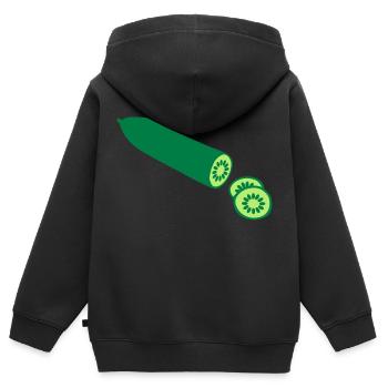 Gurke - Kinder Premium Organic Zip Hoodie - Schwarz - Hinten - AI Model Kid Male (0cm)