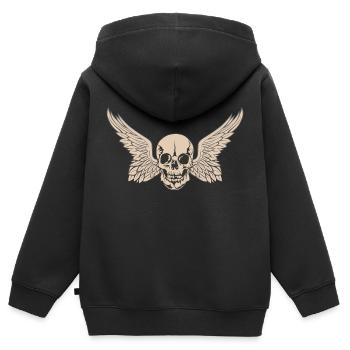 Kopf des Totenflügels Schädel Schädel geht 25032 w - Kinder Premium Organic Zip Hoodie - Schwarz - Hinten - AI Model Kid Male (0cm)