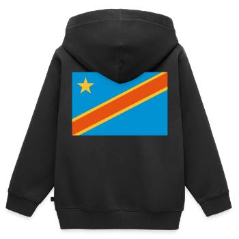drapeau Congo Kinshasa - Congo flag - Sweat Premium à capuche zippé enfant bio - noir - Dos - AI Model Kid Male (0cm)