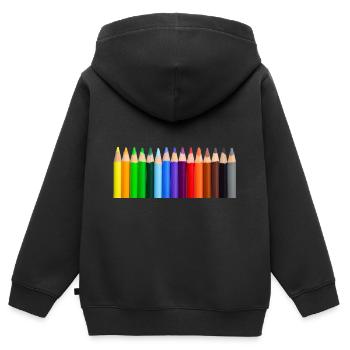 Bunte Stifte - Kinder Premium Organic Zip Hoodie - Schwarz - Hinten - AI Model Kid Male (0cm)
