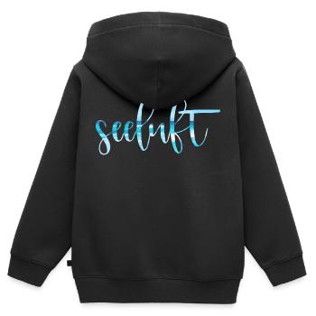 Typographie de l'air marin - Sweat Premium à capuche zippé enfant bio - noir - Dos - AI Model Kid Male (0cm)