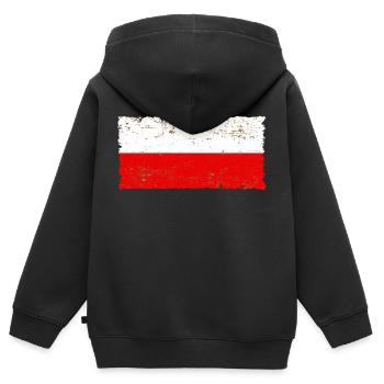 Pologne - Sweat Premium à capuche zippé enfant bio - noir - Dos - AI Model Kid Male (0cm)