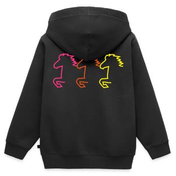 Islandpferd - Kinder Premium Organic Zip Hoodie - Schwarz - Hinten - AI Model Kid Male (0cm)