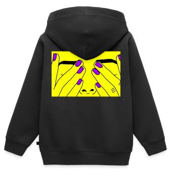 Face yellow - Kinder Premium Organic Zip Hoodie - Schwarz - Hinten - AI Model Kid Male (0cm)