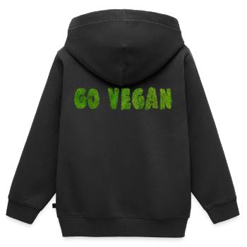 Go Vegan - Statement - Kinder Premium Organic Zip Hoodie - Schwarz - Hinten - AI Model Kid Male (0cm)