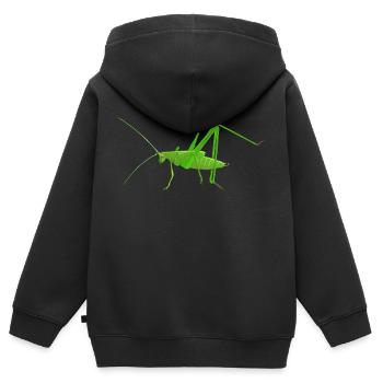 Cricket insecte mantis sauterelle - Sweat Premium à capuche zippé enfant bio - noir - Dos - AI Model Kid Male (0cm)