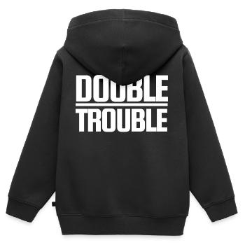 Double Trouble - Sweat Premium à capuche zippé enfant bio - noir - Dos - AI Model Kid Male (0cm)