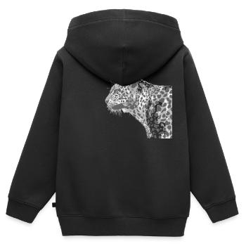 leopard - Kinder Premium Organic Zip Hoodie - Schwarz - Hinten - AI Model Kid Male (0cm)