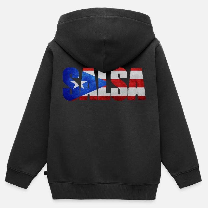 # Salsa Puerto Rico - Sweat Premium à capuche zippé enfant bio - noir