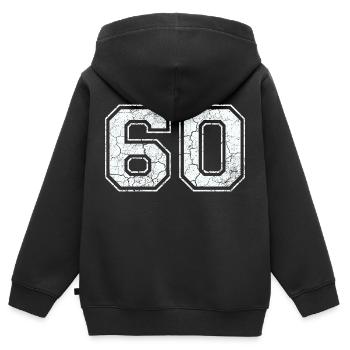 60 dans blanc in Used Look - Sweat Premium à capuche zippé enfant bio - noir - Dos - AI Model Kid Male (0cm)