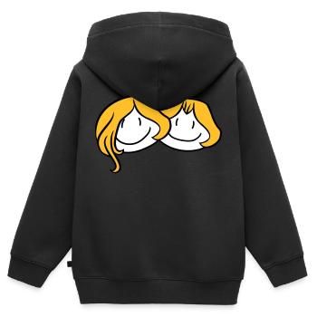 schwestern kopf gesicht freundin 2 freunde team ge - Kinder Premium Organic Zip Hoodie - Schwarz - Hinten - AI Model Kid Male (0cm)