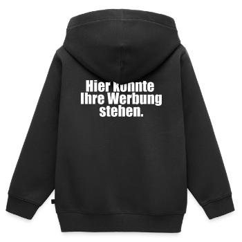 Hier könnte Ihre Werbung stehen. - Kinder Premium Organic Zip Hoodie - Schwarz - Hinten - AI Model Kid Male (0cm)