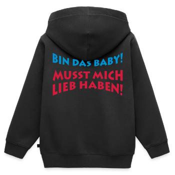 Bin das Baby - Kinder Premium Organic Zip Hoodie - Schwarz - Hinten - AI Model Kid Male (0cm)