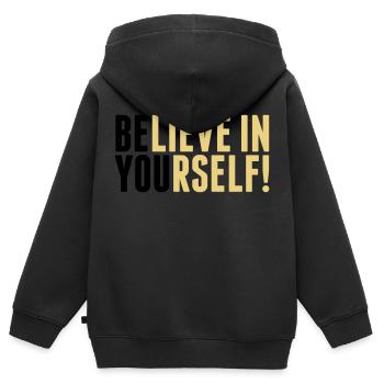 believe in yourself - be you - Kinder Premium Organic Zip Hoodie - Schwarz - Hinten - AI Model Kid Male (0cm)