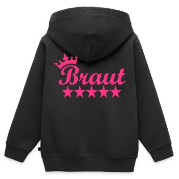 Braut - Kinder Premium Organic Zip Hoodie - Schwarz - Hinten - AI Model Kid Male (0cm)