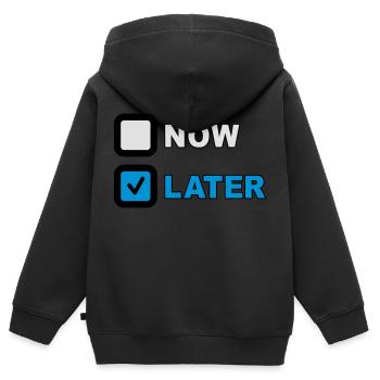 Now Later Question - Kinder Premium Organic Zip Hoodie - Schwarz - Hinten - AI Model Kid Male (0cm)