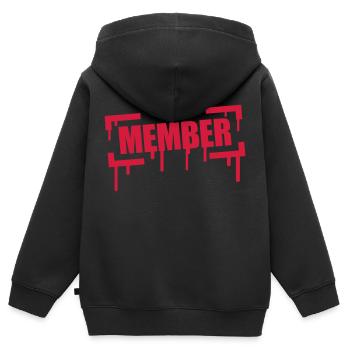 Member Stamp - Kids Premium Organic Zip-up Hoodie - black - Back - AI Model Kid Male (0cm)