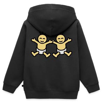 Twin Babys - Sweat Premium à capuche zippé enfant bio - noir - Dos - AI Model Kid Male (0cm)