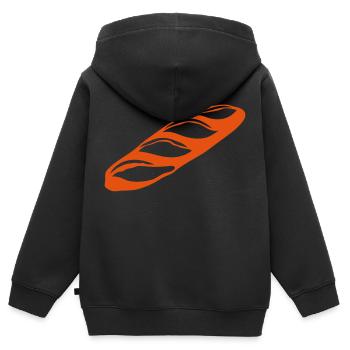 Baguette 1 - Kinder Premium Organic Zip Hoodie - Schwarz - Hinten - AI Model Kid Male (0cm)