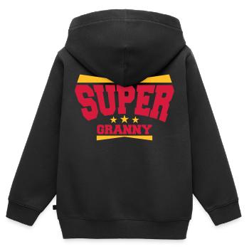 Super Granny Grandma Logo - Kinder Premium Organic Zip Hoodie - Schwarz - Hinten - AI Model Kid Male (0cm)
