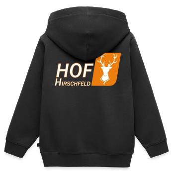 Hof Hirschfeld - Kinder Premium Organic Zip Hoodie - Schwarz - Hinten - AI Model Kid Male (0cm)