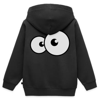 augen - Kinder Premium Organic Zip Hoodie - Schwarz - Hinten - AI Model Kid Male (0cm)