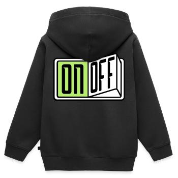 on off switch button button turn off - Kids Premium Organic Zip-up Hoodie - black - Back - AI Model Kid Male (0cm)