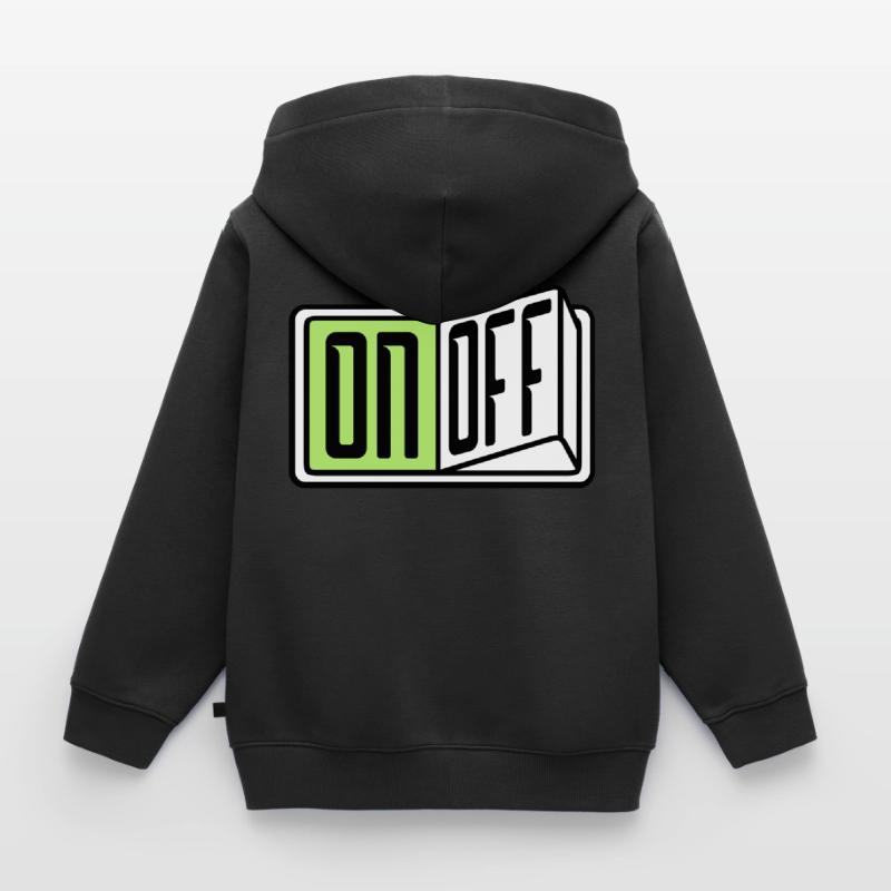 on off switch button button turn off Kids Premium Organic Zip-up Hoodie