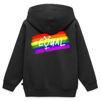 Equal Pride - Kinder Premium Organic Zip Hoodie - Schwarz - Hinten - AI Model Kid Male (0cm)