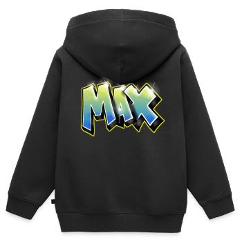Graffiti max - Kinder Premium Organic Zip Hoodie - Schwarz - Hinten - AI Model Kid Male (0cm)