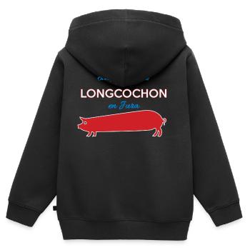 Franche Comté Longcochon Jura II - Sweat Premium à capuche zippé enfant bio - noir - Dos - AI Model Kid Male (0cm)