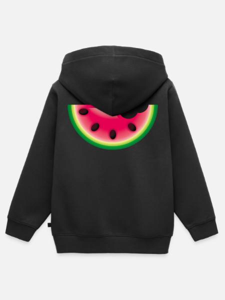 Smiley Watermelon - Kinder Premium Organic Zip Hoodie - Schwarz