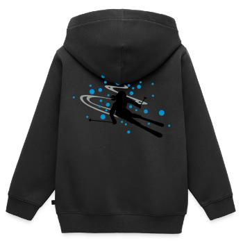 Skifahrerin Schnee - Kinder Premium Organic Zip Hoodie - Schwarz - Hinten - AI Model Kid Male (0cm)