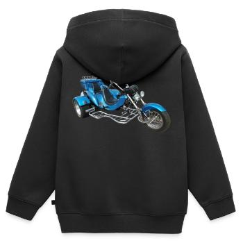 Vélo Trike Chopper Moto - Sweat Premium à capuche zippé enfant bio - noir - Dos - AI Model Kid Male (0cm)