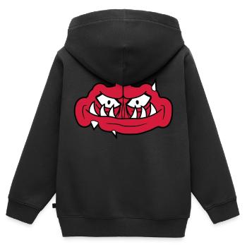 troll visage effrayant - Sweat Premium à capuche zippé enfant bio - noir - Dos - AI Model Kid Male (0cm)