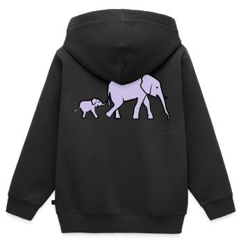 Elefant, Elefanten - Kinder Premium Organic Zip Hoodie - Schwarz - Hinten - AI Model Kid Male (0cm)