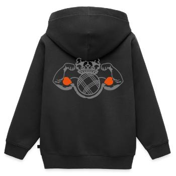 Petanque Krone Muskel Herz Liebe - Kinder Premium Organic Zip Hoodie - Schwarz - Hinten - AI Model Kid Male (0cm)