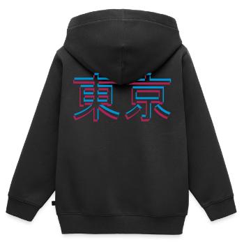 Effet Tokyo 3D - Sweat Premium à capuche zippé enfant bio - noir - Dos - AI Model Kid Male (0cm)