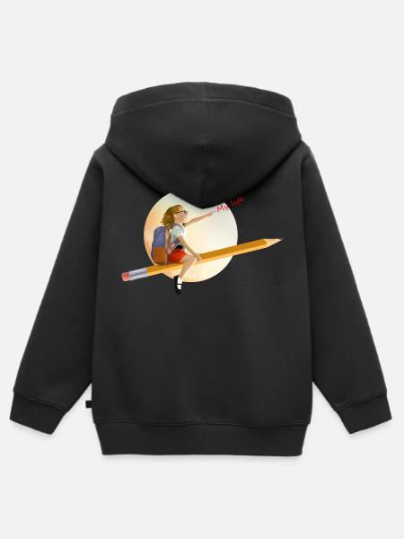 " I draw my life " - Kids Premium Organic Zip-up Hoodie - black