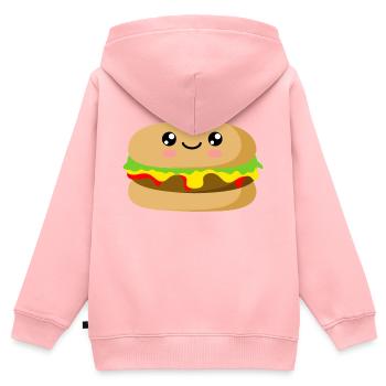 Burger - Sweat Premium à capuche zippé enfant bio - rose - Dos - AI Model Kid Female (0cm)