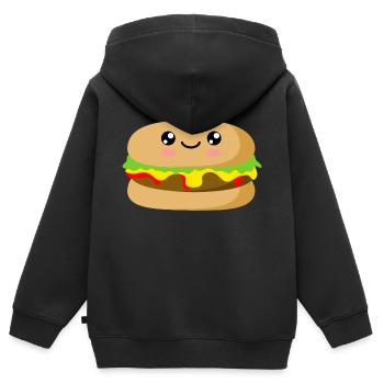 Burger - Sweat Premium à capuche zippé enfant bio - noir - Dos - AI Model Kid Male (0cm)