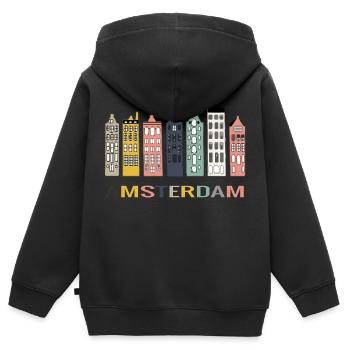 Amsterdam colorful canal houses - Kinder Premium Organic Zip Hoodie - Schwarz - Hinten - AI Model Kid Male (0cm)