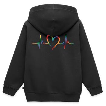 Regenbogen LGBT Herzschlag - Kinder Premium Organic Zip Hoodie - Schwarz - Hinten - AI Model Kid Male (0cm)
