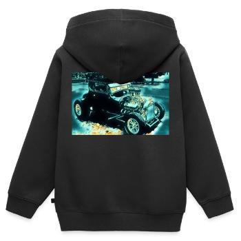 car - Kids Premium Organic Zip-up Hoodie - black - Back - AI Model Kid Male (0cm)