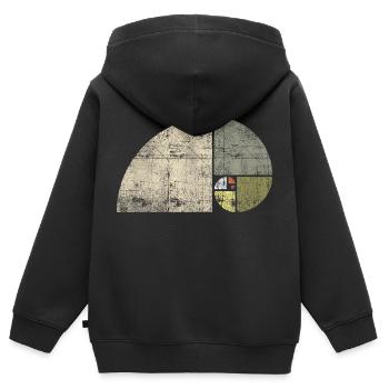Distressed Fibonacci Spirale - Kinder Premium Organic Zip Hoodie - Schwarz - Hinten - AI Model Kid Male (0cm)