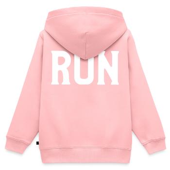 run - Kinder Premium Organic Zip Hoodie - Rosa - Hinten - AI Model Kid Female (0cm)