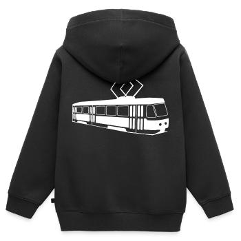 Straßenbahn Geschenk - Kinder Premium Organic Zip Hoodie - Schwarz - Hinten - AI Model Kid Male (0cm)