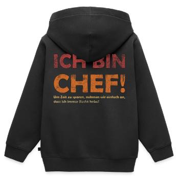 Ich bin der Chef - Kinder Premium Organic Zip Hoodie - Schwarz - Hinten - AI Model Kid Male (0cm)