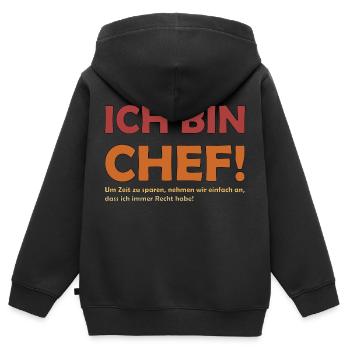 Ich bin der Chef - Kinder Premium Organic Zip Hoodie - Schwarz - Hinten - AI Model Kid Male (0cm)